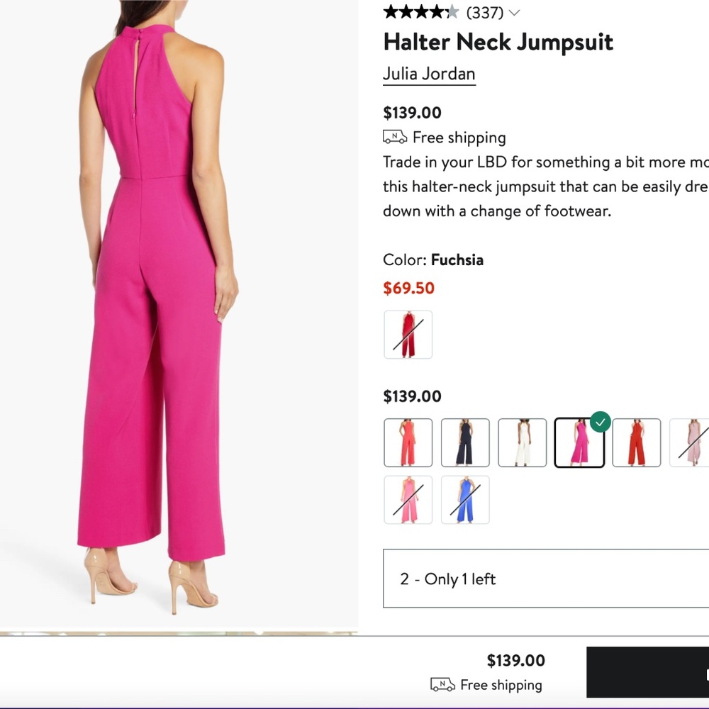 Juliajordan Pink Halter Neck Jumpsuit